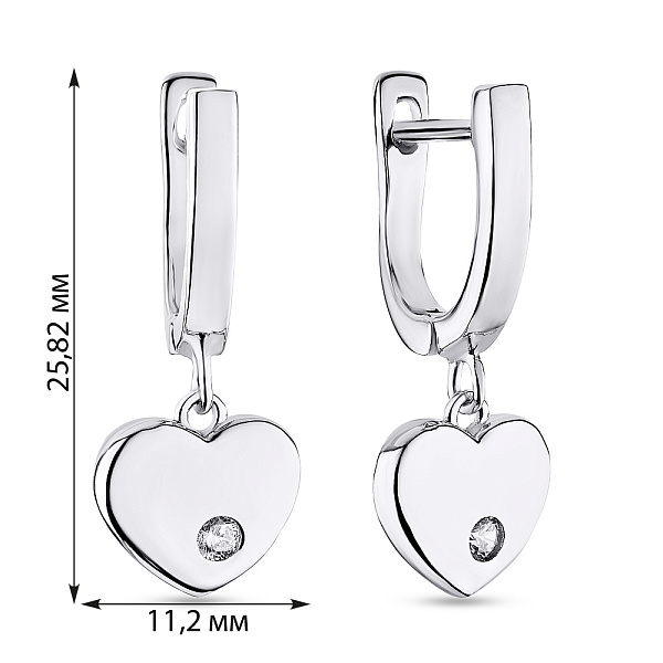 Серебряные серьги-подвески «Сердечки» (арт. 7502/3780) – изображение 2