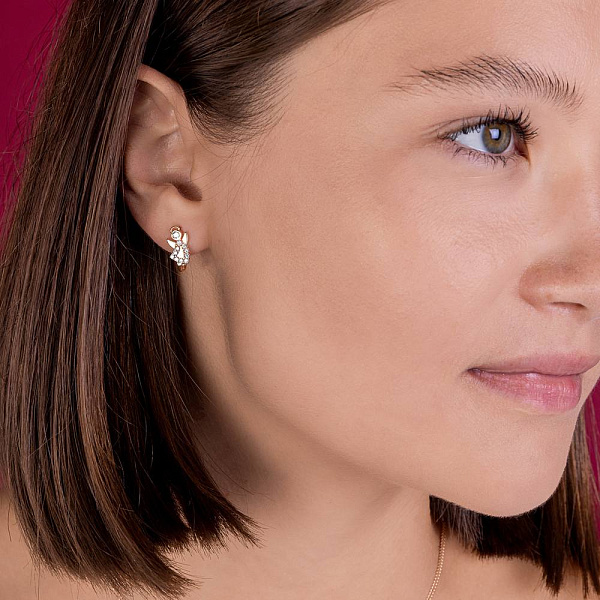 Детские золотые сережки Ангелочки с фианитами (арт. 1091056) – изображение 2