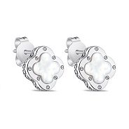 Серебряные серьги-пусеты с перламутром и фианитами (арт. 7518/6623/9п)