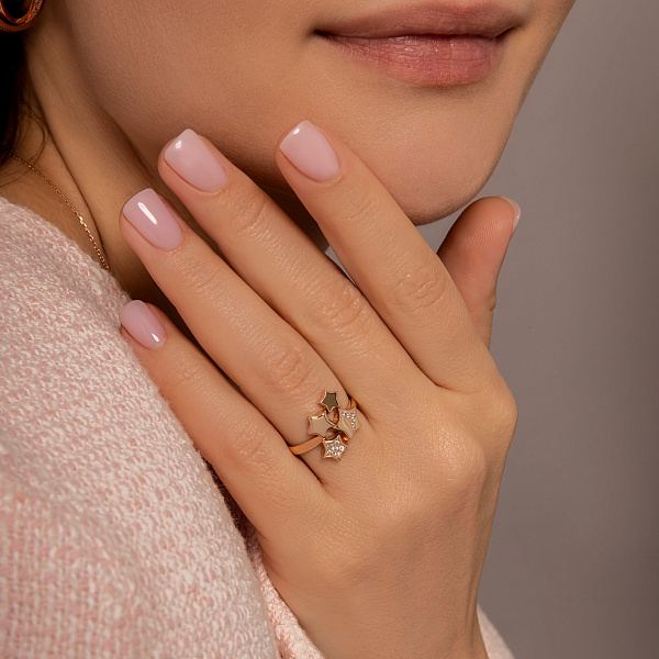 Золота каблучка Зірки з фіанітами (арт. 155883) – зображення 2