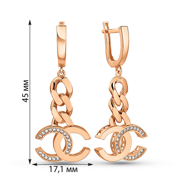 Золоті сережки з фіанітами (арт. 1091186) – зображення 2