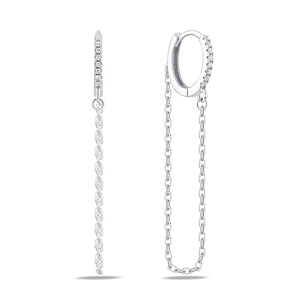 Серебряные длинные серьги с фианитами (арт. 7502/10242/10) – изображение 1