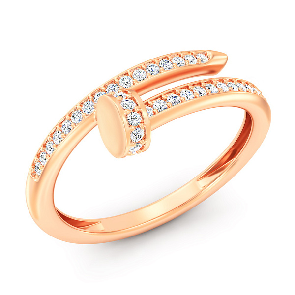 Кольцо Гвоздь из красного золота с фианитами (арт. 140057) – изображение 1