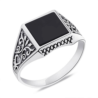 Серебряная печатка с ониксом (арт. 7906/0637.10о)