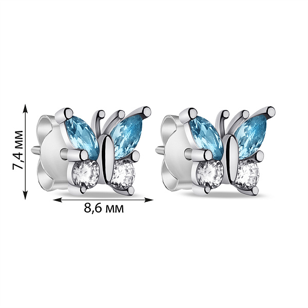 Серебряные серьги Бабочки с фианитами (арт. 7518/С2ФТ1/802) – изображение 2