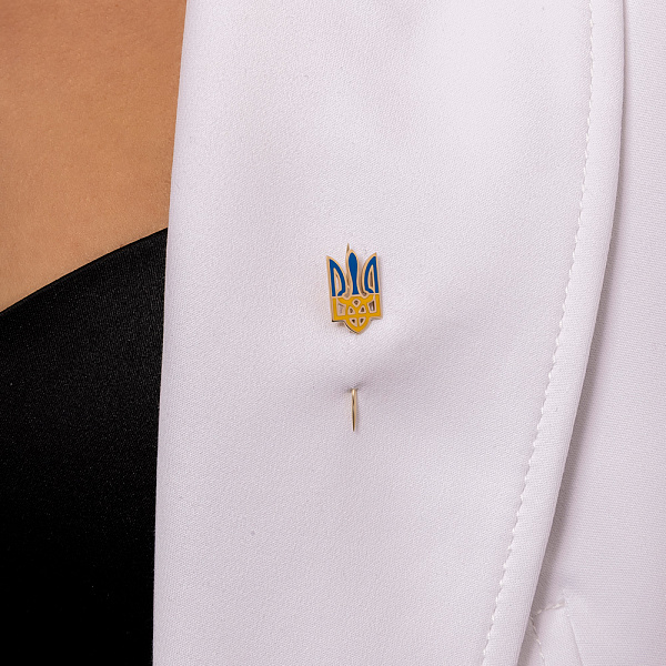 Золотой значок-шпилька на лацкан Трезубец с эмалью (арт. 360007же) – изображение 2