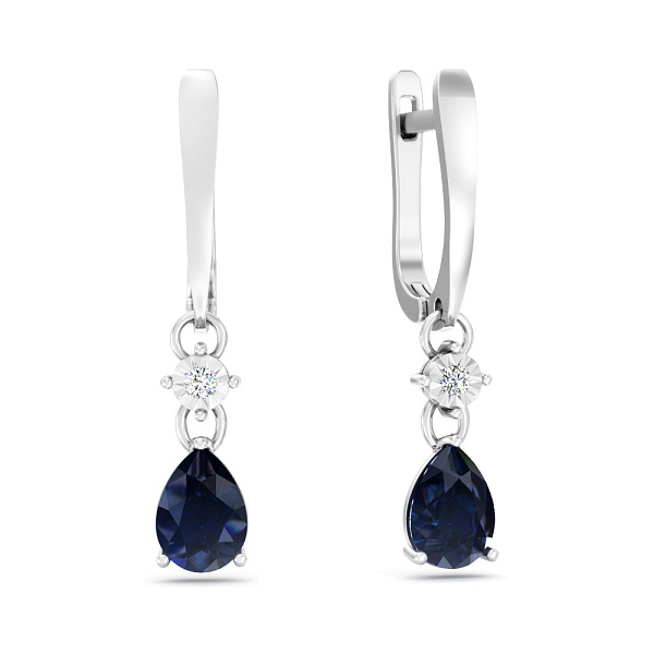 Золотые серьги с сапфиром и бриллиантами (арт. С011753бс) – изображение 1