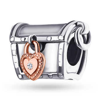 Серебряный шарм-подвес «Сундук» (арт. 7903/2943бк)