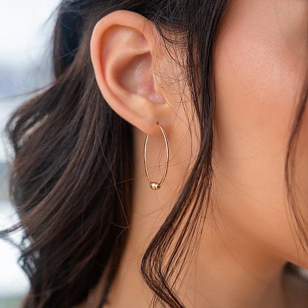 Серьги-кольца из красного золота с шариками (арт. 108993/30) – изображение 2