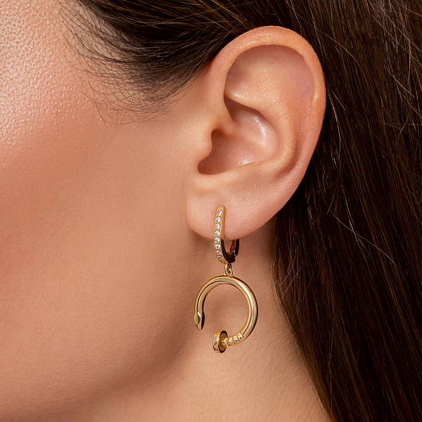 Золоті сережки з фіанітами Цвях (арт. 105402ж) – зображення 2