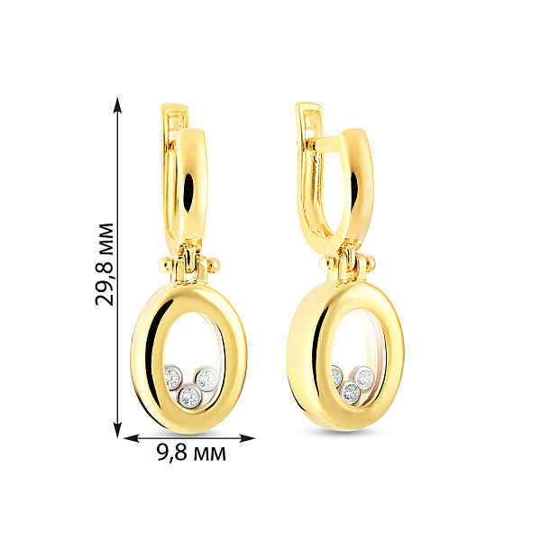 Золоті сережки підвіски з фіанітами (арт. 101053ж) – зображення 2