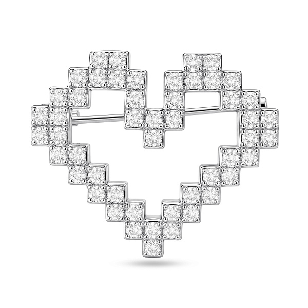 Серебряная брошь сердце с фианитами (арт. 7505/590050) – изображение 1