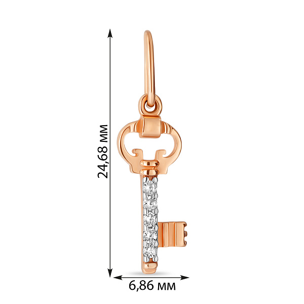 Кулон золотой «Ключик» с фианитами (арт. 422366) – изображение 2