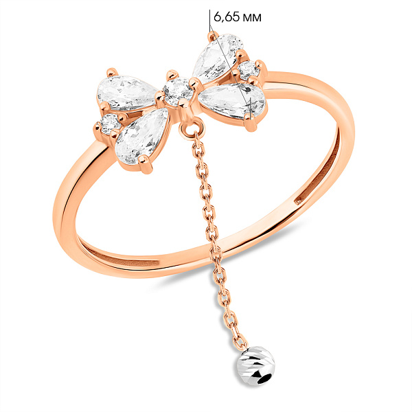 Золота каблучка Бантики з підвіскою (арт. 141304) – зображення 6