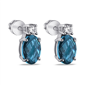 Серебряные серьги с топазом и фианитами (арт. 7518/2293Пл)