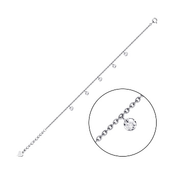 Фото Срібний браслет на ногу з фіанітами (арт. 7509/2774н)