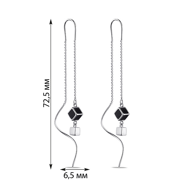 Серебряные серьги-протяжки с подвесками и с эмалью Trendy Style (арт. 7502/4624еч) – изображение 2