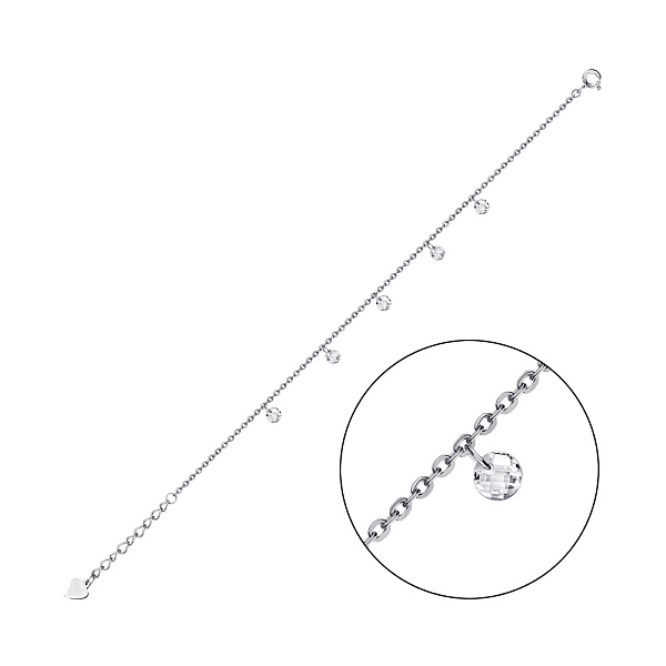 Срібний браслет на ногу з фіанітами (арт. 7509/2774н) – зображення 1