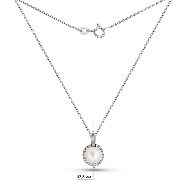 Серебряное колье с жемчугом и фианитами (арт. 7507/2304жб) – изображение 3