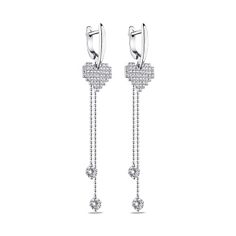 Серьги из серебра Сердце с россыпью фианитов (арт. 7502/9023)