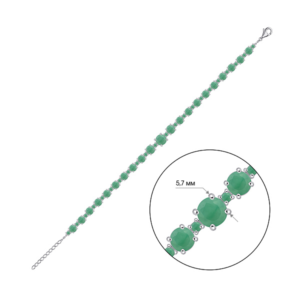 Срібний браслет з доріжкою смарагдів (арт. 7509/2182139Изм) – зображення 2