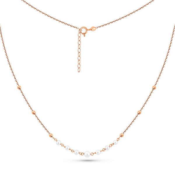 Золотое колье с жемчугом (арт. 352774прлб) – изображение 2