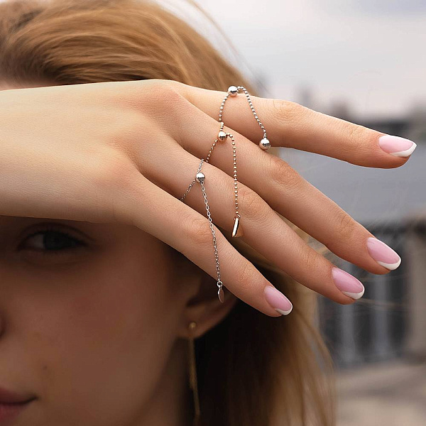 Золотое кольцо Fly с цепочкой (арт. 155782д) – изображение 5