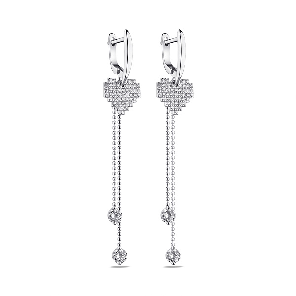 Серьги из серебра Сердце с россыпью фианитов (арт. 7502/9023) – изображение 1