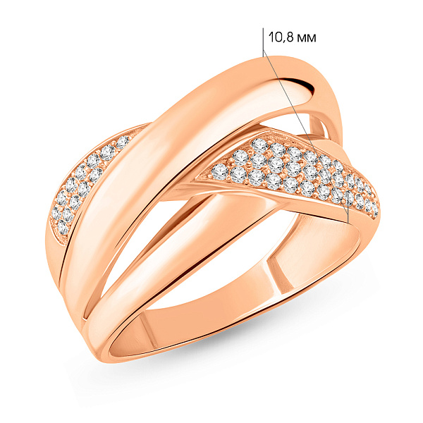 Широкое золотое кольцо с фианитами (арт. 156121) – изображение 2