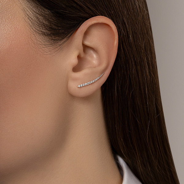 Серьги-клаймберы из красного золота с фианитами (арт. 110670) – изображение 2