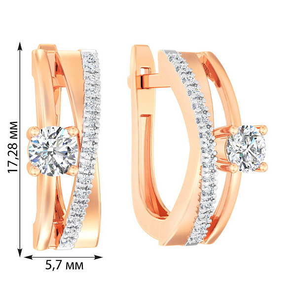 Золотые серьги Синергия с фианитами (арт. 111101) – изображение 3