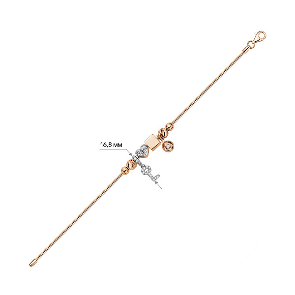 Золотой браслет с подвесками (арт. 325677кбП2) – изображение 2