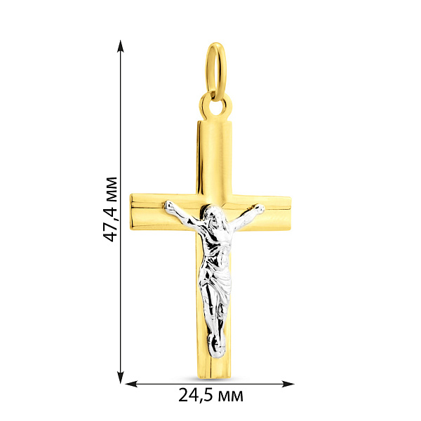 Крестик с распятием из желтого и белого золота (арт. 500377ж) – изображение 2