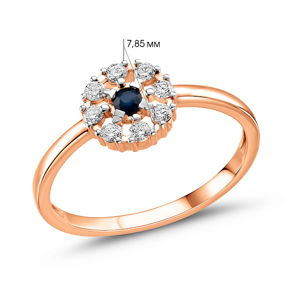 Золота каблучка з сапфіром і діамантами (арт. К011691с) – зображення 2