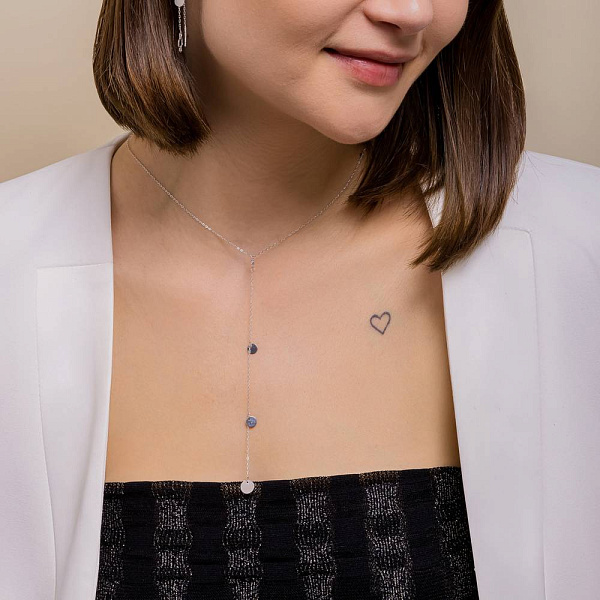 Кольє-краватка "Монети" з білого золота (арт. 352204б) – зображення 4