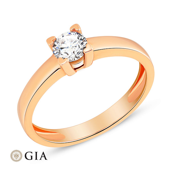 Каблучка з червоного золота з діамантом (арт. К011053040) – зображення 1