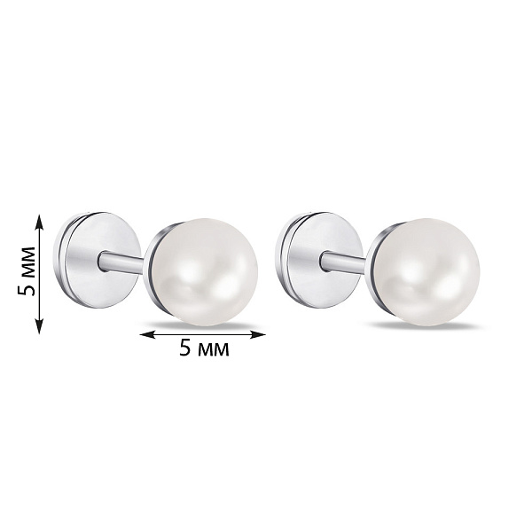 Серьги-пусеты из серебра с жемчугом (арт. 7518/5415-6-ржб) – изображение 2