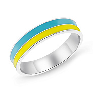 Кольцо из серебра с голубой и желтой эмалью (арт. 7501/462егжкп)