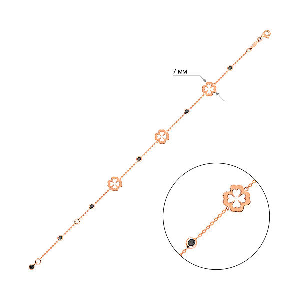 Браслет з червоного золота з чорними фіанітами (арт. 3261146ч) – зображення 5