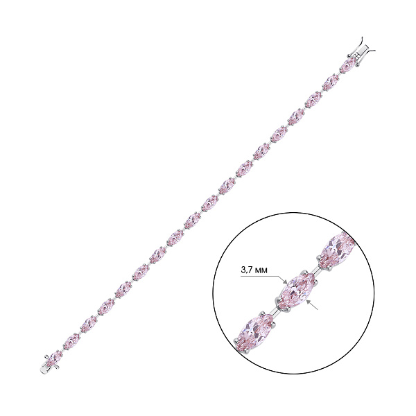 Срібний браслет з рожевим фіанітом (арт. 7509/3739) – зображення 2