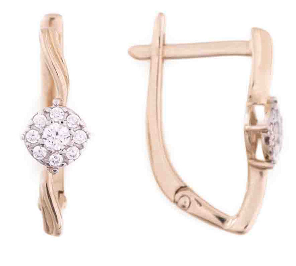 Серьги из красного золота с фианитами (арт. 110409) – изображение 4