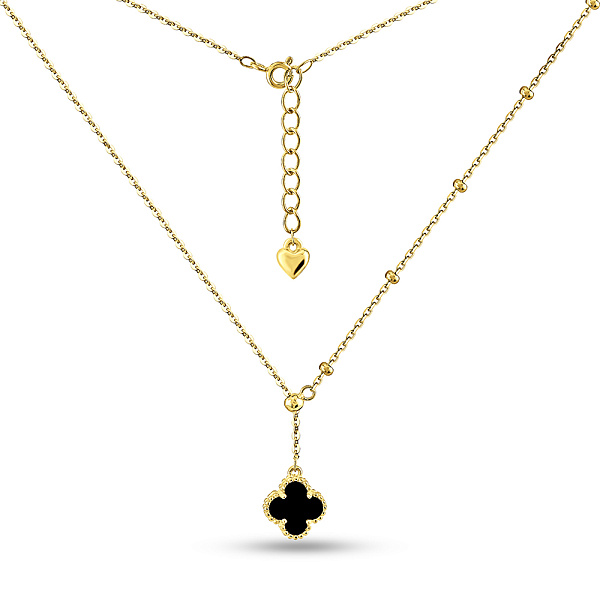 Серебряное колье Клевер с ониксом (арт. 7507/2222/9жо) – изображение 2