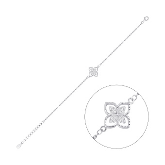 Серебряный браслет Цветок с фианитами (арт. 7509/5187/15)