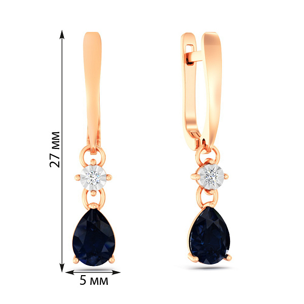 Серьги из красного золота с сапфиром и бриллиантами (арт. С011753с) – изображение 2