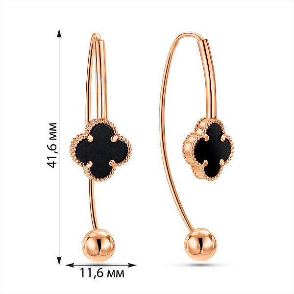 Золотые серьги с ониксом (арт. 1101200/10о) – изображение 2