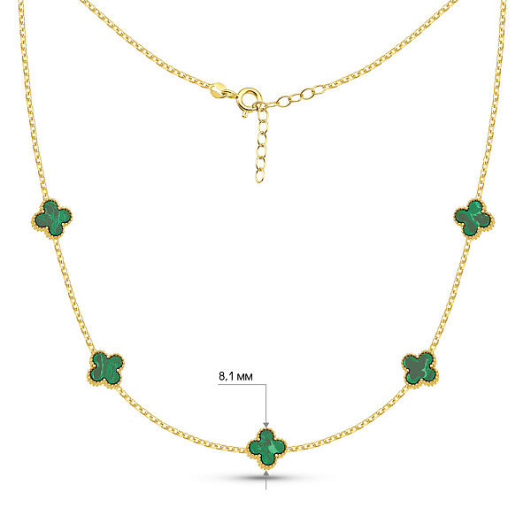 Золотое колье с малахитом (арт. 352772/8жмлх) – изображение 3