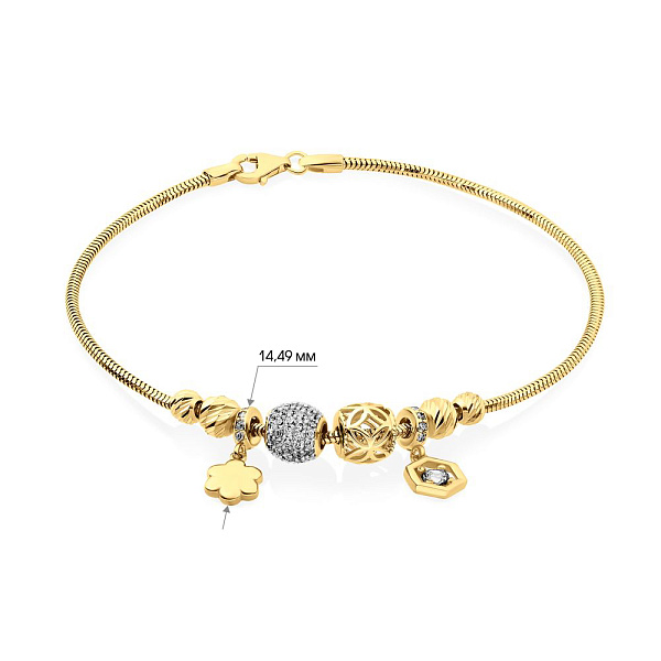 Золотой браслет в комбинированном цвете металла (арт. 324621жбП2) – изображение 2