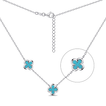 Колье из серебра Клевер с ониксом (арт. 7507/2102/9ог)