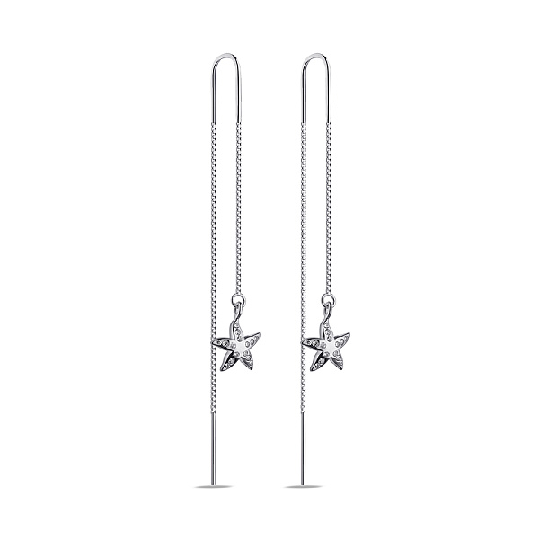 Длинные серебряные серьги Звезда с фианитами (арт. 7502/9675) – изображение 1