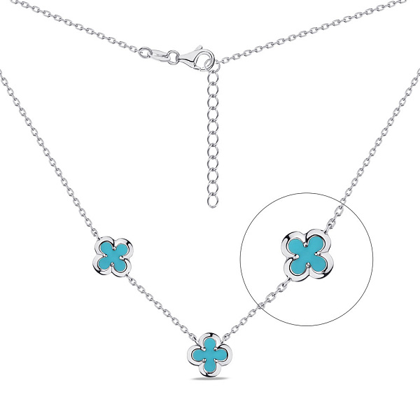 Колье из серебра Клевер с ониксом (арт. 7507/2102/9ог) – изображение 1